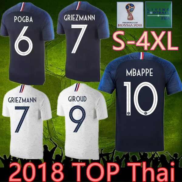 

2018 world cup france jersey 4xl mbappe pogba griezmann soccer jersey giroud kante france home away white customizable football shirt, Black;yellow