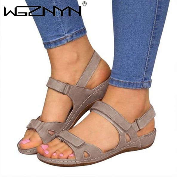 

2020 women open toe comfy outdoor sandals super soft orthopedic low heels walking sandals toe corrector zapatos de mujer, Black