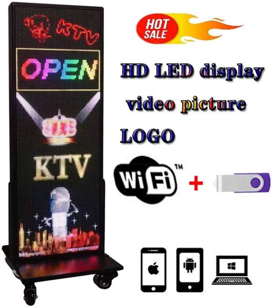 

vertical led sign, programmable led signs full color p5 14"x39" outdoor led scrolling message display with video, gif, image, text