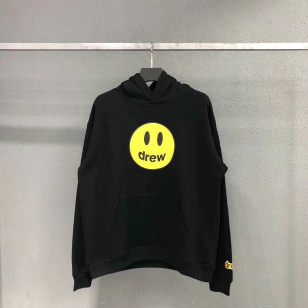 

2020 men women fashion hoodies new arrival smile face printing sweatshirts men brand hiphop street style pullover loose sweatshirts sell, Black