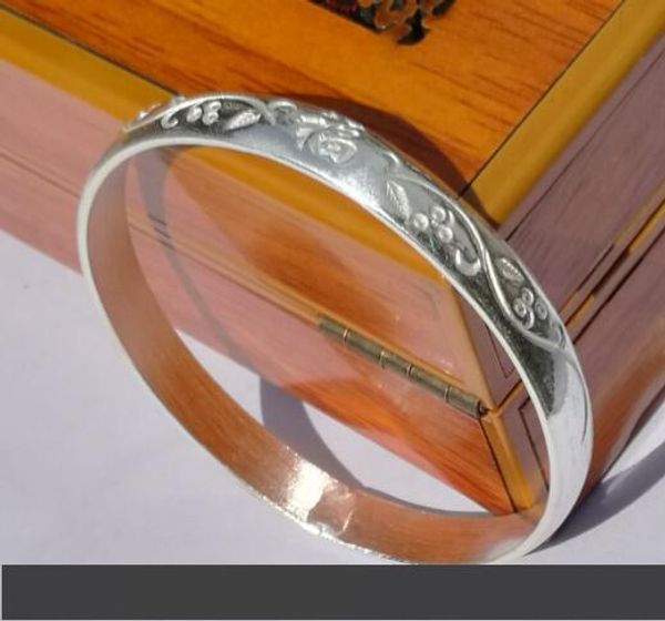 

стерлингового серебра 99995 серебряный браслет, модный стиль внутренний диаметр 58 мм отправить маме подруге рождественский подарок, Black