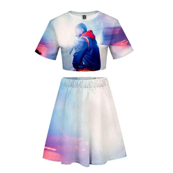 

женщины платье 3d цифровая печать 2шт наборы летние повседневные костюмы модная одежда репера ниспи хасл, White