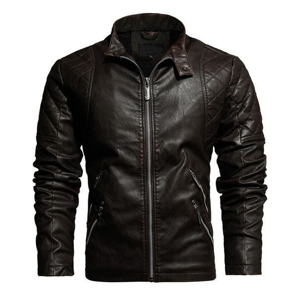 

2019 new leather jacket men winter fleece casual motorcycle jackets, Black