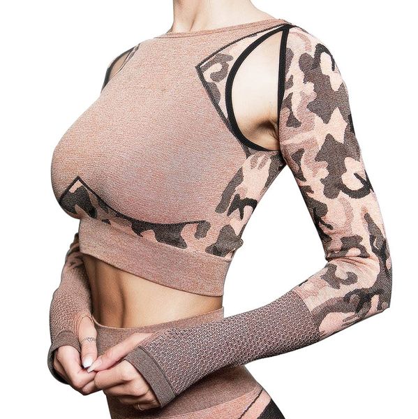 

женщины camo йога рубашка gym обрезанные tops спорт бег лучшие рубашки дышащие спортивный фитнес одежда gym workout спортивная