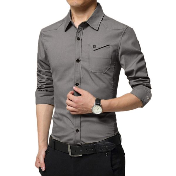 

men shirt autumn winter casual men shirt polyester cargo slim button solid long sleeve harajuku 5.22, White;black