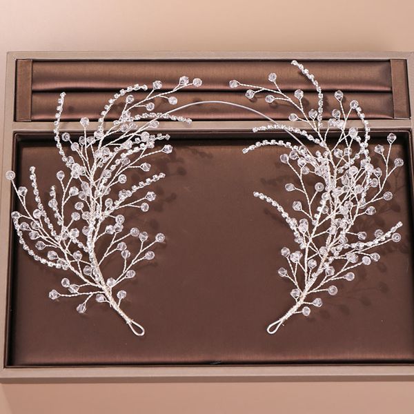 

silver rhinestones crystal leaf headband tiaras head piece bridal headpiece hair jewelry women wedding hair accessories vl, Golden;white