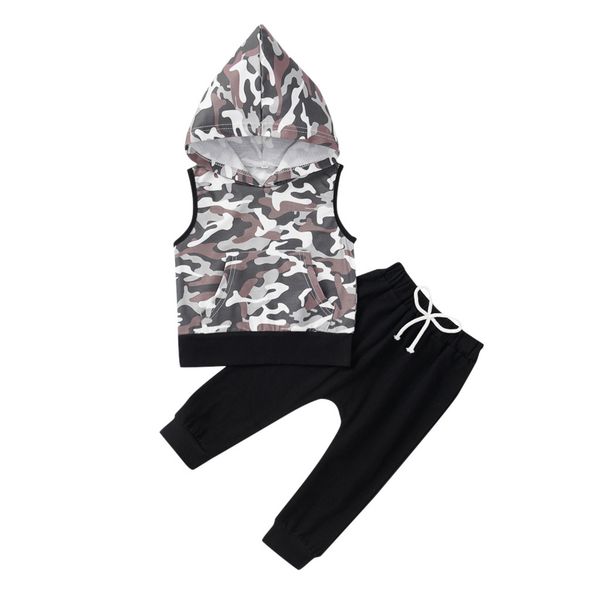 

summer new fashion 2020 children baby hooded cap loose coat jacket trousers two suit casual toddler outfits vetement enfant