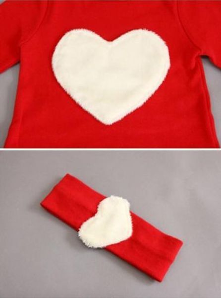 

2016 new baby girl clothing set long sleeve love heart print kawai 3pcs cotton children set, White