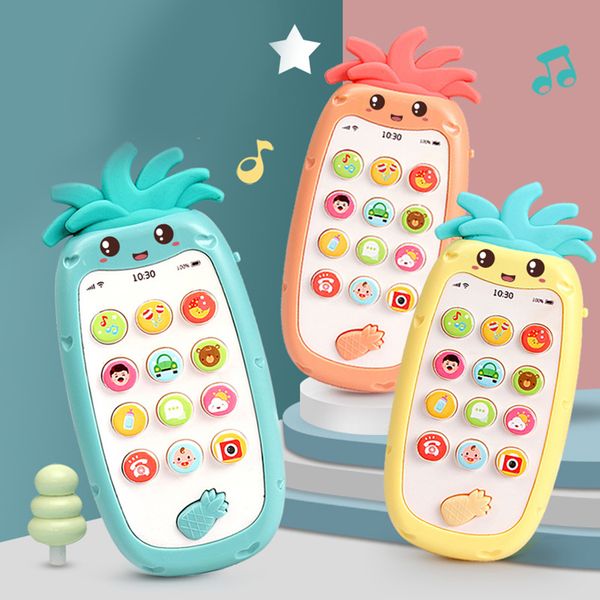 

pineapple shape simulated mobile phone bilingual musical led kids education intelligence developmental toy interactive toys
