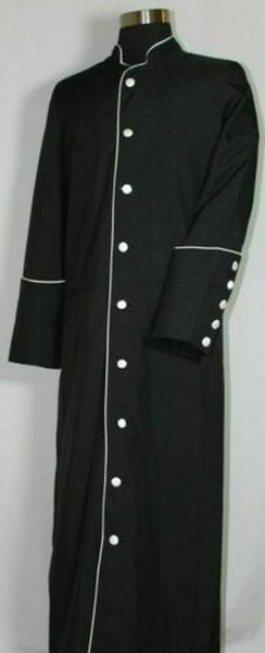 

new clergy, minister, pastor, preacher robe black with plain white, Black;red