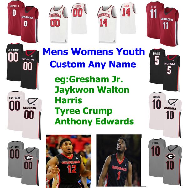 

джорджия бульдоги майки мужские тешон хайтауэр джерси доннелл грэшем младший джейквон уолтон тайри крамп ncaa баскетбольные майки пользовате, Black