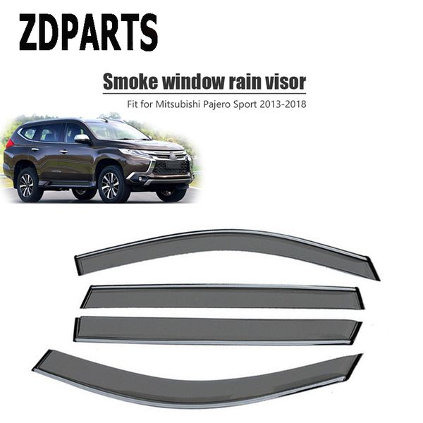 

zdparts 4pcs car wind deflector sun guard rain wind vent visor cover trim accessories for mitsubishi pajero sport 2013-2018 abs