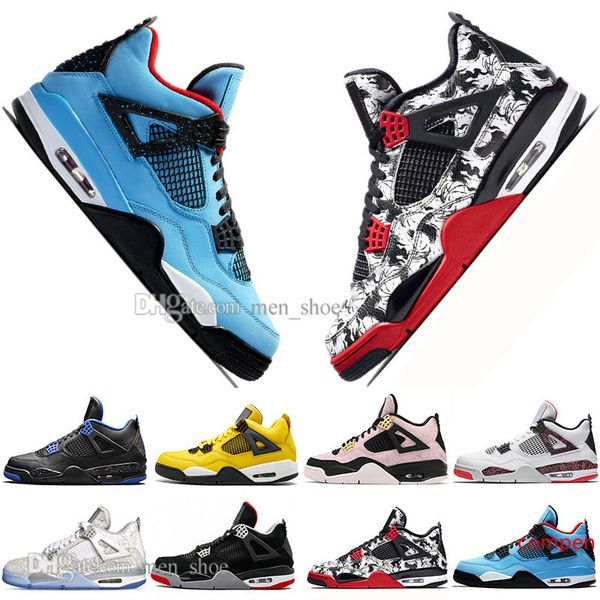 

bred 4 4s what the cactus jack laser wings mens basketball shoes denim blue tattoo pale citron men sports designer sneakers outdoor