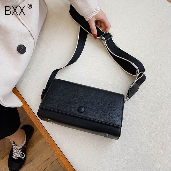 

bxx] solid color leather wide straps bags for women 2020 spring fashion crossbody shoulder messenger bag female handbags hj894