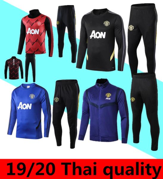

2019 manchester pogba tracksuit survetement rashford jacket 19 20 alexis rashford football jogging kit soccer chandal training suit, Black