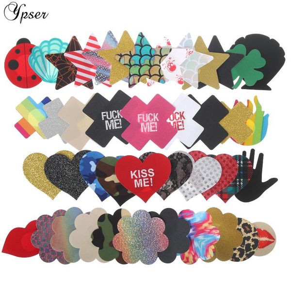 

ypser mixed nipple pasties disposable adhesive stick on nipples women's nipple cover, Black;white
