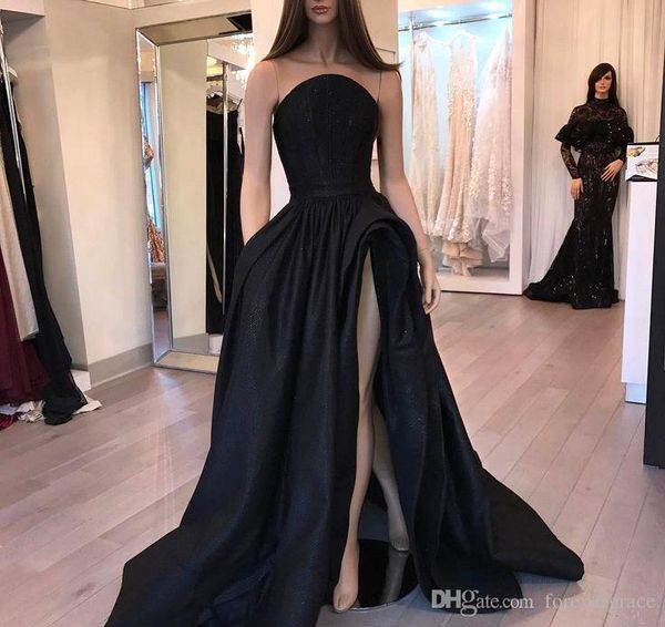 2019 Schwarzes Abendkleid im Neuankömmlings-Arabisch-Dubai-Stil, lang, rückenfrei, für formelle Feiertage, Abschlussfeier, Partykleid, nach Maß, Übergröße