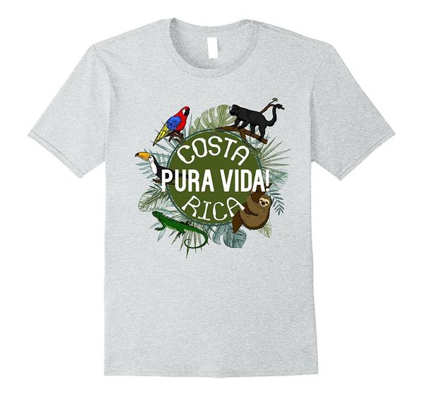 

pura vida costa rica t-shirt party animals new arrival men's short gray style 2018 new mens t shirts men t shirts short, White;black