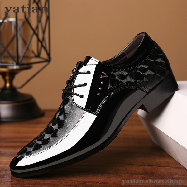 

dress wedding shoes men formal italian patent leather shoes for men coiffeur elegant classic zapatos hombre bona ag-03, Black