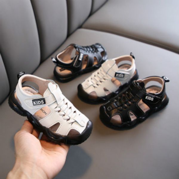 

kids fashion shoes boys summer sandals 2020 new children fashionable soft bottom breathable hollow shoes kids selling casual sandals, Black;red
