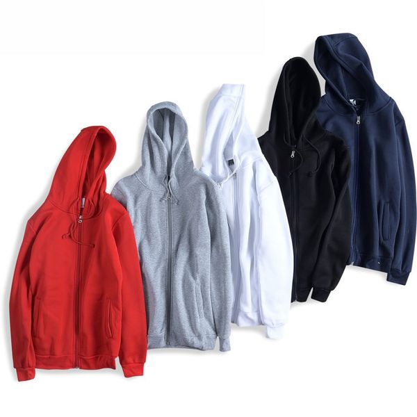 

men hoodies with zipper solid fashion sweatshirt jackets big size 4xl long sweatshirt for autumn winter hooded slim fitness, Black