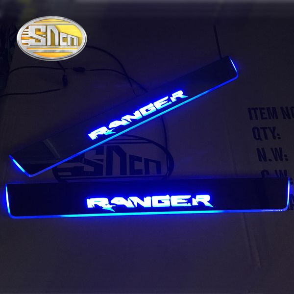 

sncn 4pcs car led door sill for ranger 2016 2017 2018 ultra-thin acrylic flowing led welcome light scuff plate pedal