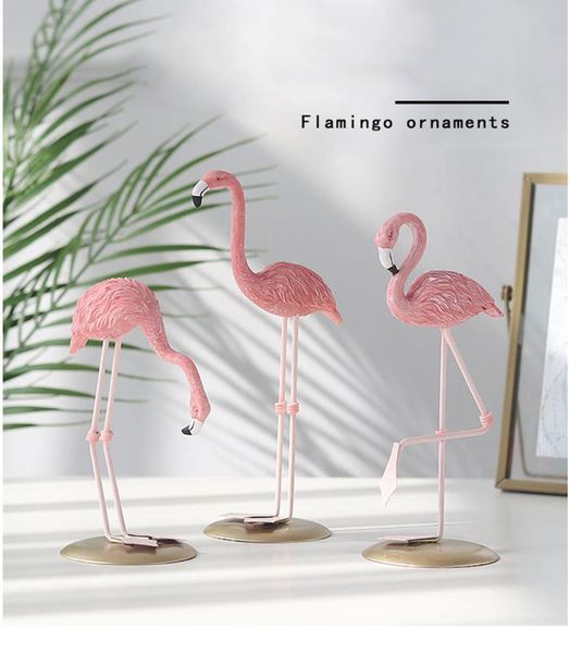 

mylb 1pcs ornament home garden decoration living room decoration pink flamingo cute animal shape resin