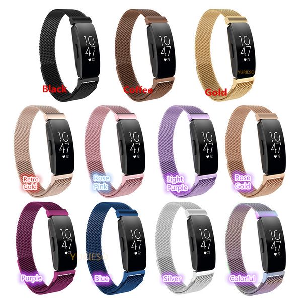 Nouveau pour Fitbit Inspire Hr Bracelet en acier inoxydable Bracelet de montre Bracelet en métal milanais pour Fitbit Inspire bracelets de montre