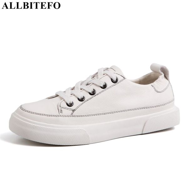 

allbitefo new spring full genuine leather flat heel shoes comfortable women flats sneakers shoes office ladies women heels, Black