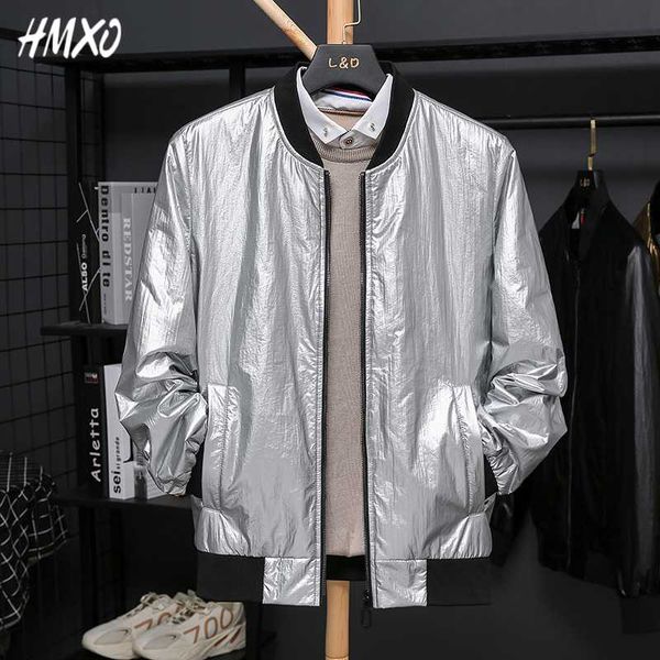 

hmxo новый с длинными рукавами блестящий серебряный куртка мужская harajuku ветровка куртки хип-хоп уличная молния пальто мужская одежда, Black;brown