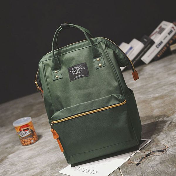 

35#solid backpack school travel bag double shoulder bag zipper travel backpack