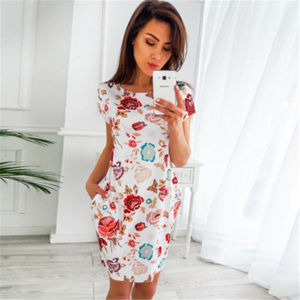 

women floral printed summer dresses ladies formal pencil dress party sheath tunic short mini dress short sleeve dresses, Black;gray