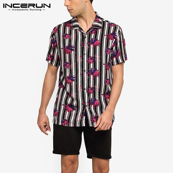 

man printing shirt fashion hawaiian beach camisa summer men leaf pattern floral shirt causal short sleeve lapel hombre blusa 5xl, White;black