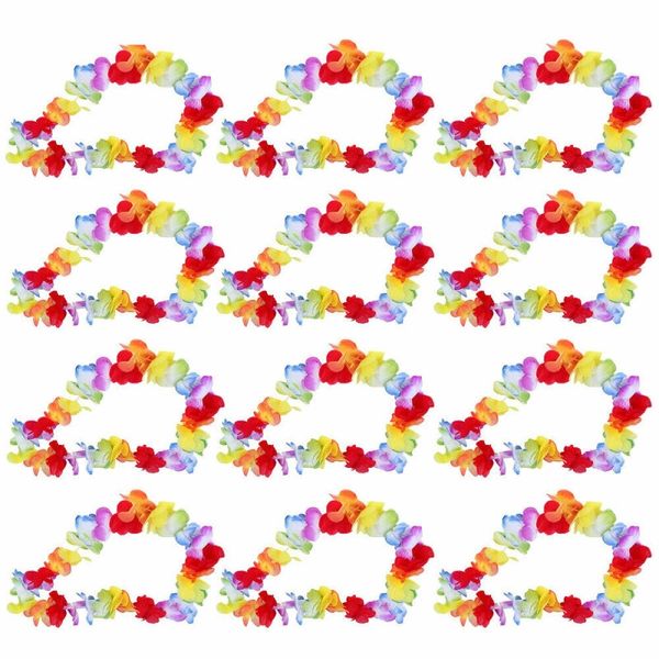 

5pcs hawaiian garland artificial necklace hawaii flowers leis party supplies beach wreath diy gift decoration garland decoration