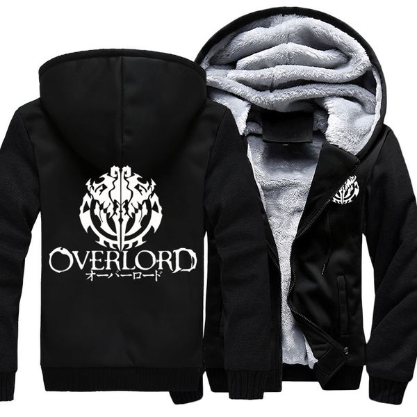 

overlord anime fleece thicken zipper sweatshirt sportswear streetwear hoodie hooded tracksuit coat jacket cosplay costumes, Black