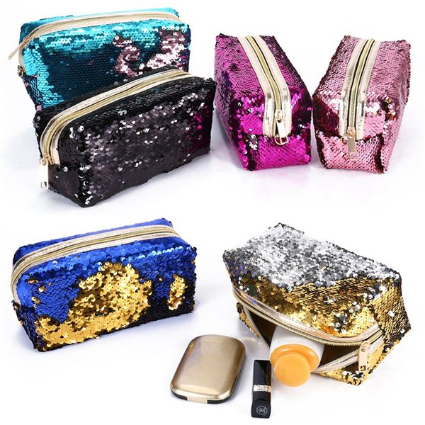 

6 цветов русалка блестки молнии кошелек дамы кошелек мини малышей кошельки студент пенал мода макияж мешок dhl uss116, White
