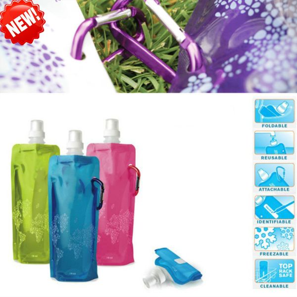 

оптовая 480ml складная бутылки воды портативный складной спорт cylcing велосипед мешок воды пузыря воды