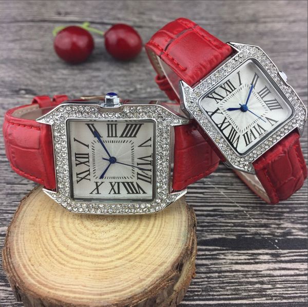 

new fashion men women dress watches casual rectangule leather strap relogio feminino luxury mens lady quartz wristwatch loves couples watch, Slivery;brown