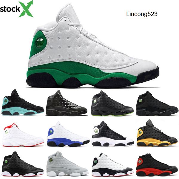 

высокое качество 13 cap и платье повезло зеленый остров зеленый разводили черный кот офф волк серый мужчины женщины баскетбол обувь 13s крос, Black