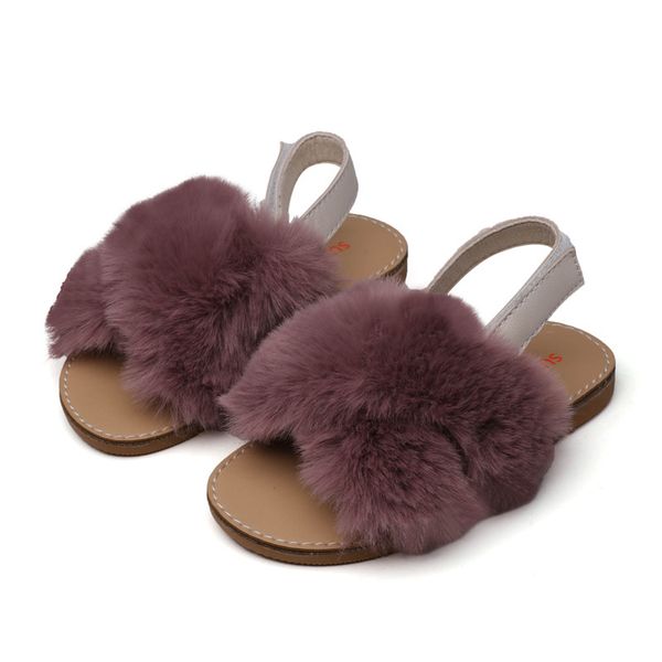

2019 осень детская обувь обувь для девочек сандалии slip-on круглый носок повседневный нейтральный плоский каблук мех нескользящий dw-90 t20, Black;red