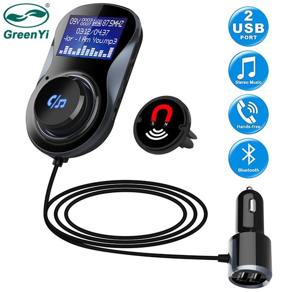 

greenyi bluetooth fm transmitter dual usb ports car charger audio adapter receiver wireless handsvoltmeter car kit tf card