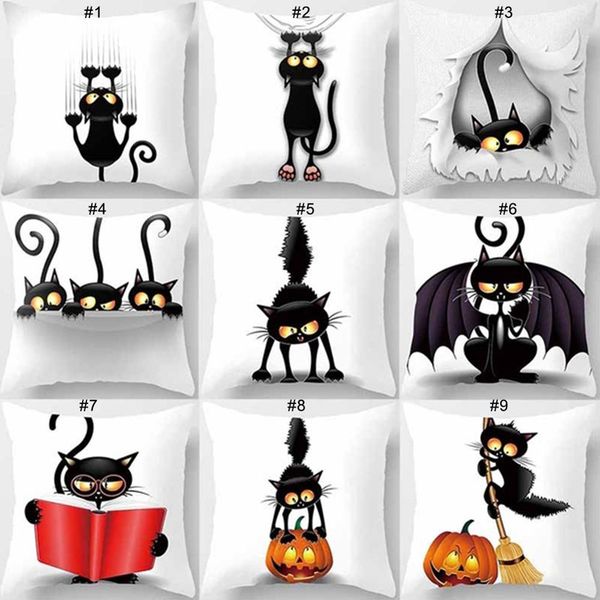 

1 pcs halloween pillow fashion animal cat custom diy pillow square pillowcase 45x45cm