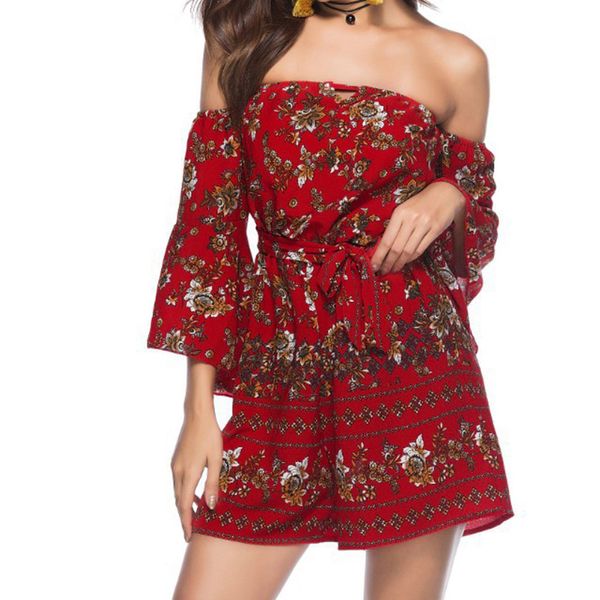 

hxroolrp 2019 summer ruffles jumpsuit women off shoulder short sleeve floral playsuit womens jumpsuit casual romper a1, Black;white