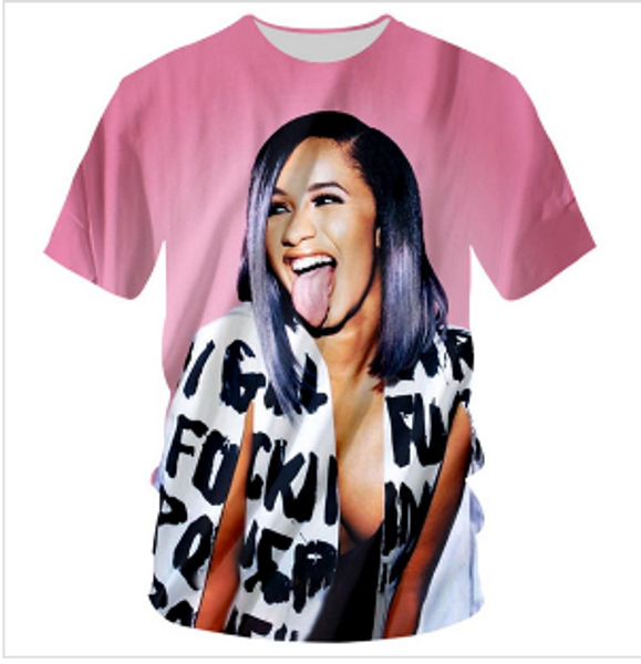 

2019 мода pop cardi b футболки мужчины женщины с коротким рукавом 3d печати футболки хип-хоп 3d футболка лето горячая мода уличная одежда то, White;black