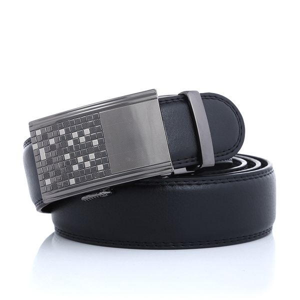 

new 2019 automatic buckle metal brown belt male sale genuine leather belts men balck belt men, Black;brown