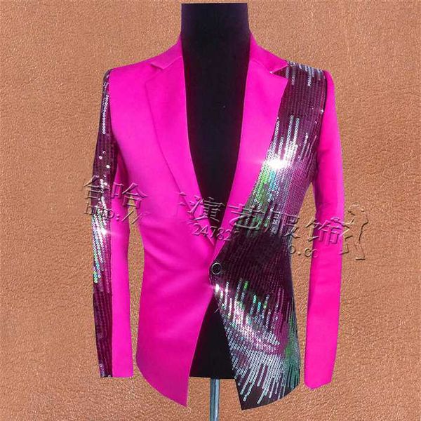 

mens stage performance pink/yellow sequined tuxedo jacket ,only jacket, White;black