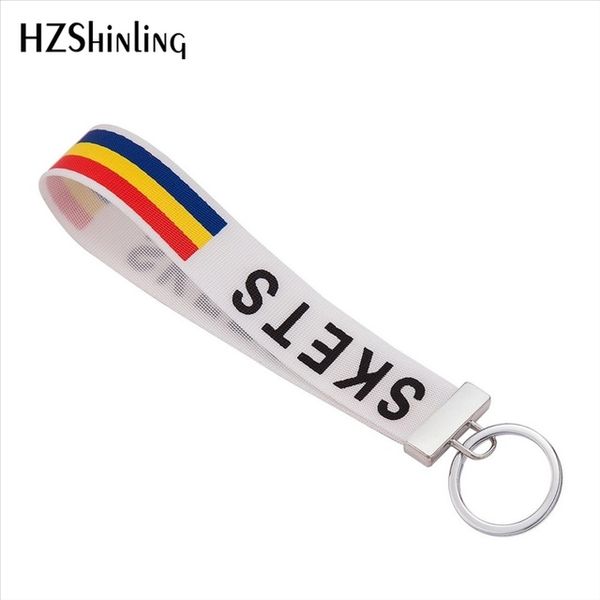 

2019 new black letters red yellow blue stripes embriodery wristlet key fob ribbon keyholder hand craft keyrings bag accessories f-0018, Silver