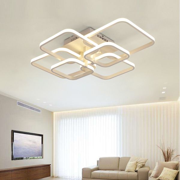 

rectangle acrylic aluminum modern led ceiling lights for living room bedroom ac85-265v white ceiling lamp fixtures