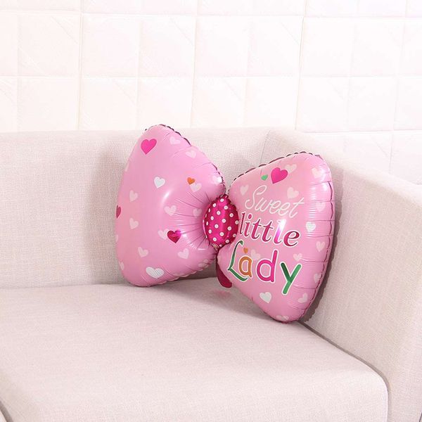 

pack of 5/lot sweet little lady bow bowknot baby shower foil balloons party decor