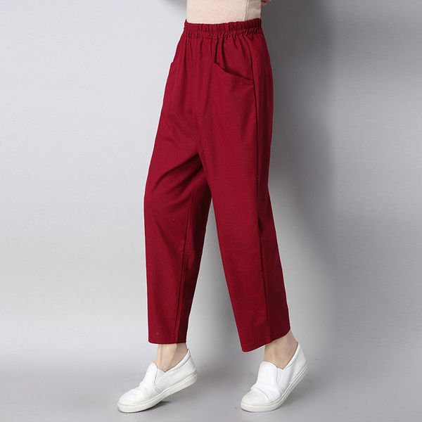 

2019 spring women's dress new style cotton linen women's pants loose-fit jin yao slimming casual pants skinny harem women, Black;white